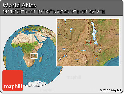 Satellite Location Map of the Area around 13° 55' 11" S, 33° 13' 30" E