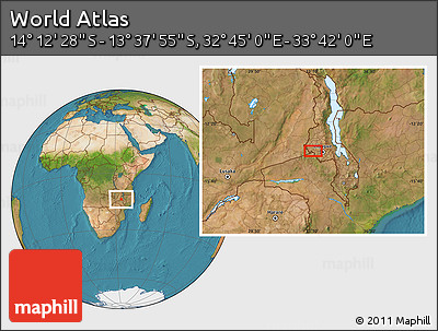 Satellite Location Map of the Area around 13° 55' 11" S, 33° 13' 30" E