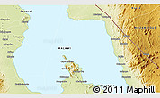 Physical 3D Map of the area around 13° 55' 11" S, 34° 55' 29" E