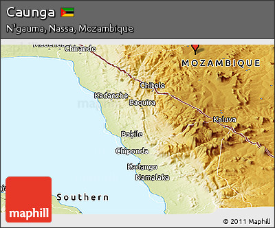 Physical Panoramic Map of Caunga