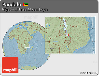 Savanna Style Location Map of Pandulo, hill shading