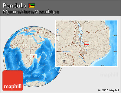 Shaded Relief Location Map of Pandulo