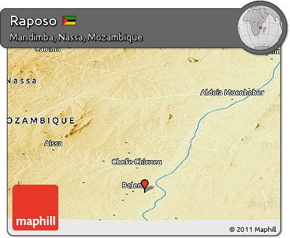Physical Panoramic Map of Raposo