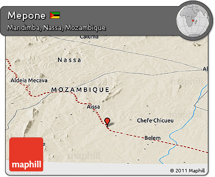Shaded Relief Panoramic Map of Mepone