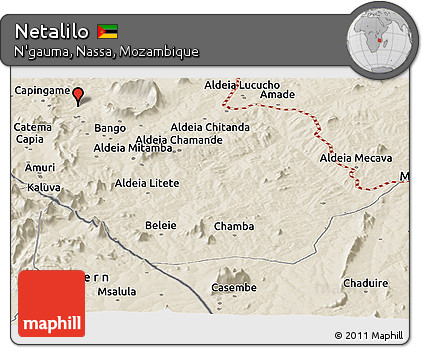 Shaded Relief Panoramic Map of Netalilo