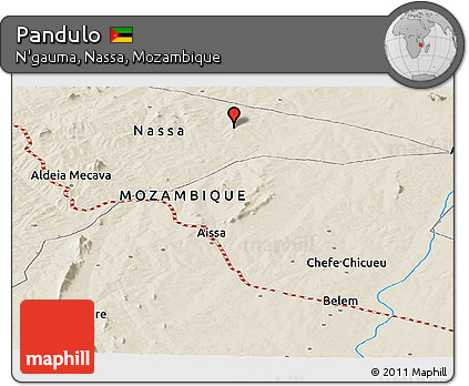 Shaded Relief Panoramic Map of Pandulo