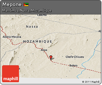Shaded Relief Panoramic Map of Mepone