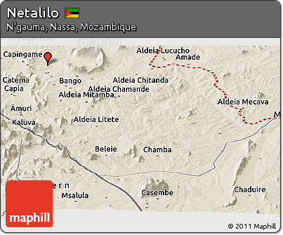 Shaded Relief Panoramic Map of Netalilo