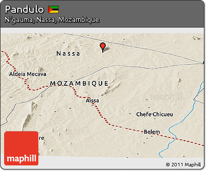 Shaded Relief Panoramic Map of Pandulo