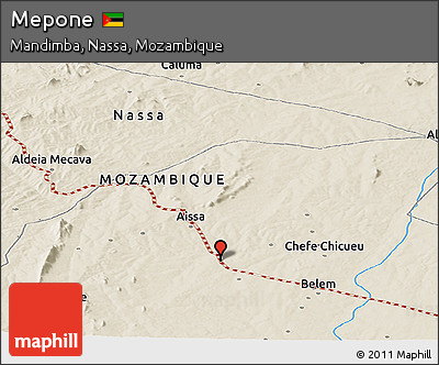 Shaded Relief Panoramic Map of Mepone
