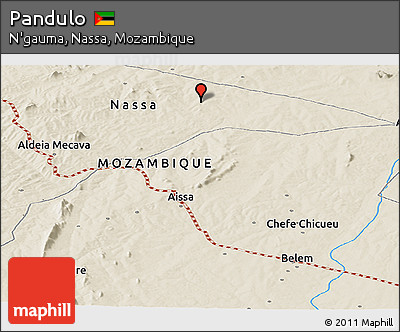 Shaded Relief Panoramic Map of Pandulo