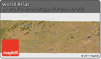 Satellite Panoramic Map of the Area around 13° 55' 11" S, 37° 28' 30" E