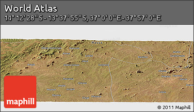 Satellite Panoramic Map of the Area around 13° 55' 11" S, 37° 28' 30" E