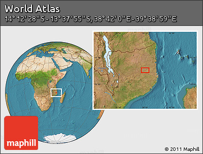 Satellite Location Map of the Area around 13° 55' 11" S, 39° 10' 29" E