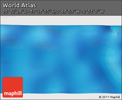 Physical 3D Map of the Area around 13° 55' 11" S, 3° 19' 30" W