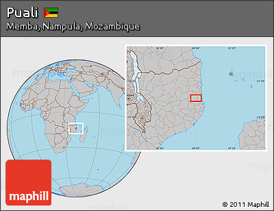 Gray Location Map of Puali