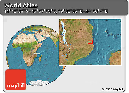 Satellite Location Map of the Area around 13° 55' 11" S, 40° 1' 29" E