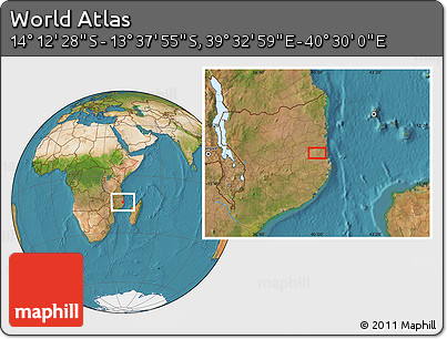 Satellite Location Map of the Area around 13° 55' 11" S, 40° 1' 29" E