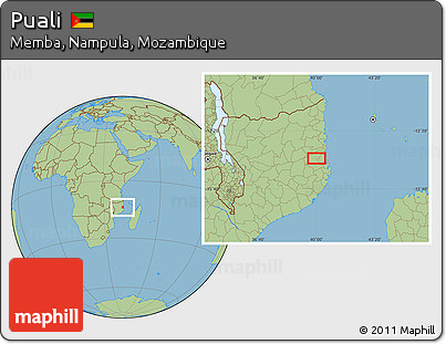 Savanna Style Location Map of Puali