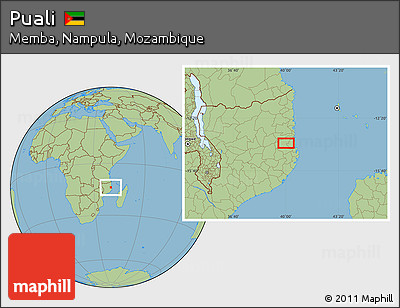 Savanna Style Location Map of Puali