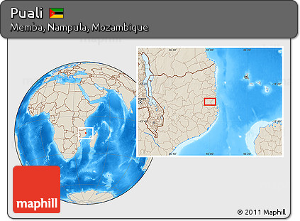 Shaded Relief Location Map of Puali
