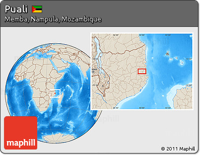 Shaded Relief Location Map of Puali