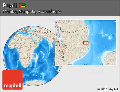 Shaded Relief Location Map of Puali