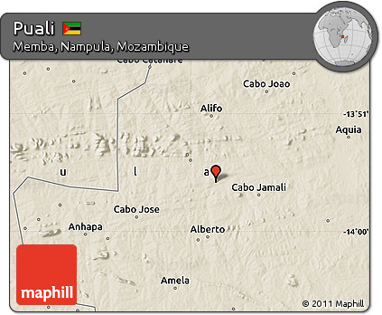 Shaded Relief Map of Puali