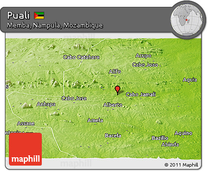 Physical Panoramic Map of Puali