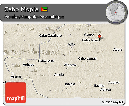 Shaded Relief Panoramic Map of Cabo Mopia