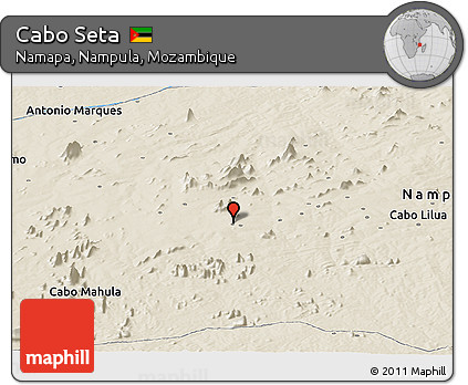 Shaded Relief Panoramic Map of Cabo Seta