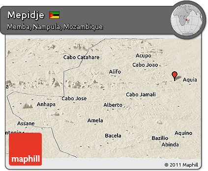 Shaded Relief Panoramic Map of Mepidje
