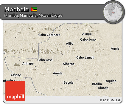 Shaded Relief Panoramic Map of Monhala