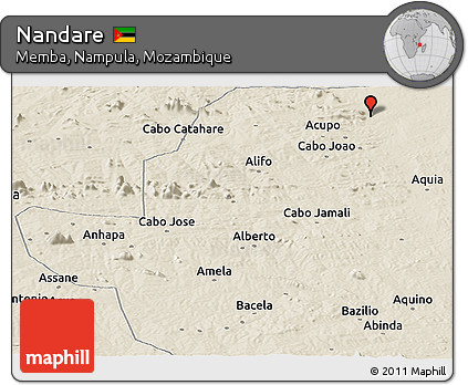 Shaded Relief Panoramic Map of Nandare