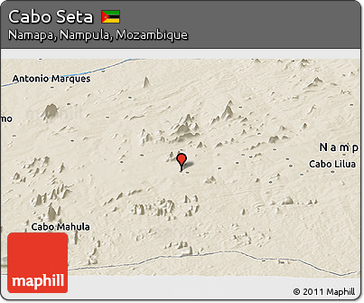 Shaded Relief Panoramic Map of Cabo Seta