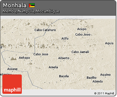 Shaded Relief Panoramic Map of Monhala