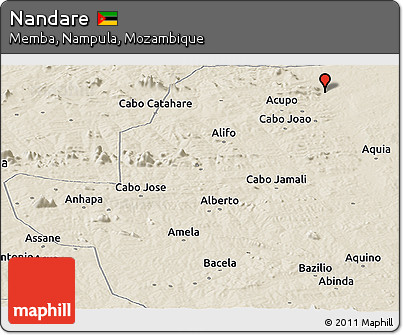 Shaded Relief Panoramic Map of Nandare