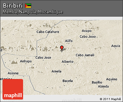 Shaded Relief Panoramic Map of Biribiri