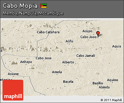 Shaded Relief Panoramic Map of Cabo Mopia