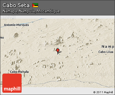 Shaded Relief Panoramic Map of Cabo Seta