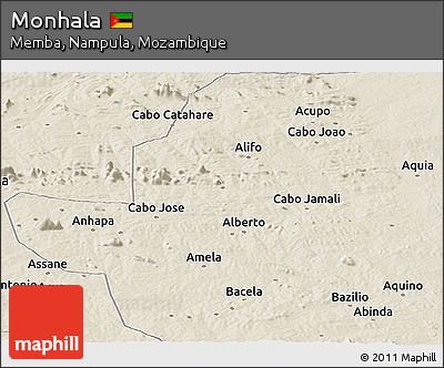 Shaded Relief Panoramic Map of Monhala