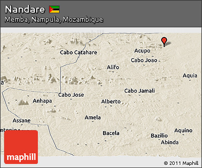 Shaded Relief Panoramic Map of Nandare