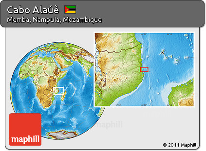 Physical Location Map of Cabo Alaúè