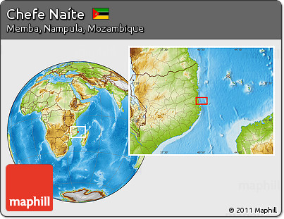 Physical Location Map of Chefe Naíte