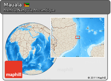 Shaded Relief Location Map of Mauala
