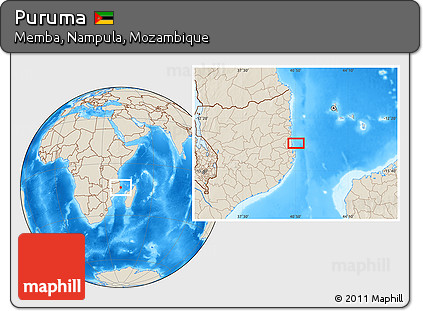 Shaded Relief Location Map of Puruma