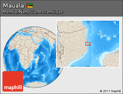 Shaded Relief Location Map of Mauala