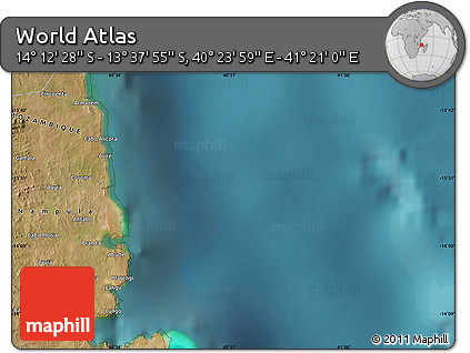 Satellite Map of the Area around 13° 55' 11" S, 40° 52' 30" E