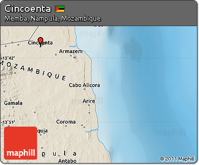 Shaded Relief Map of Cincoenta