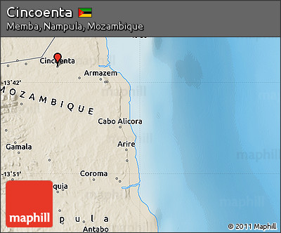 Shaded Relief Map of Cincoenta
